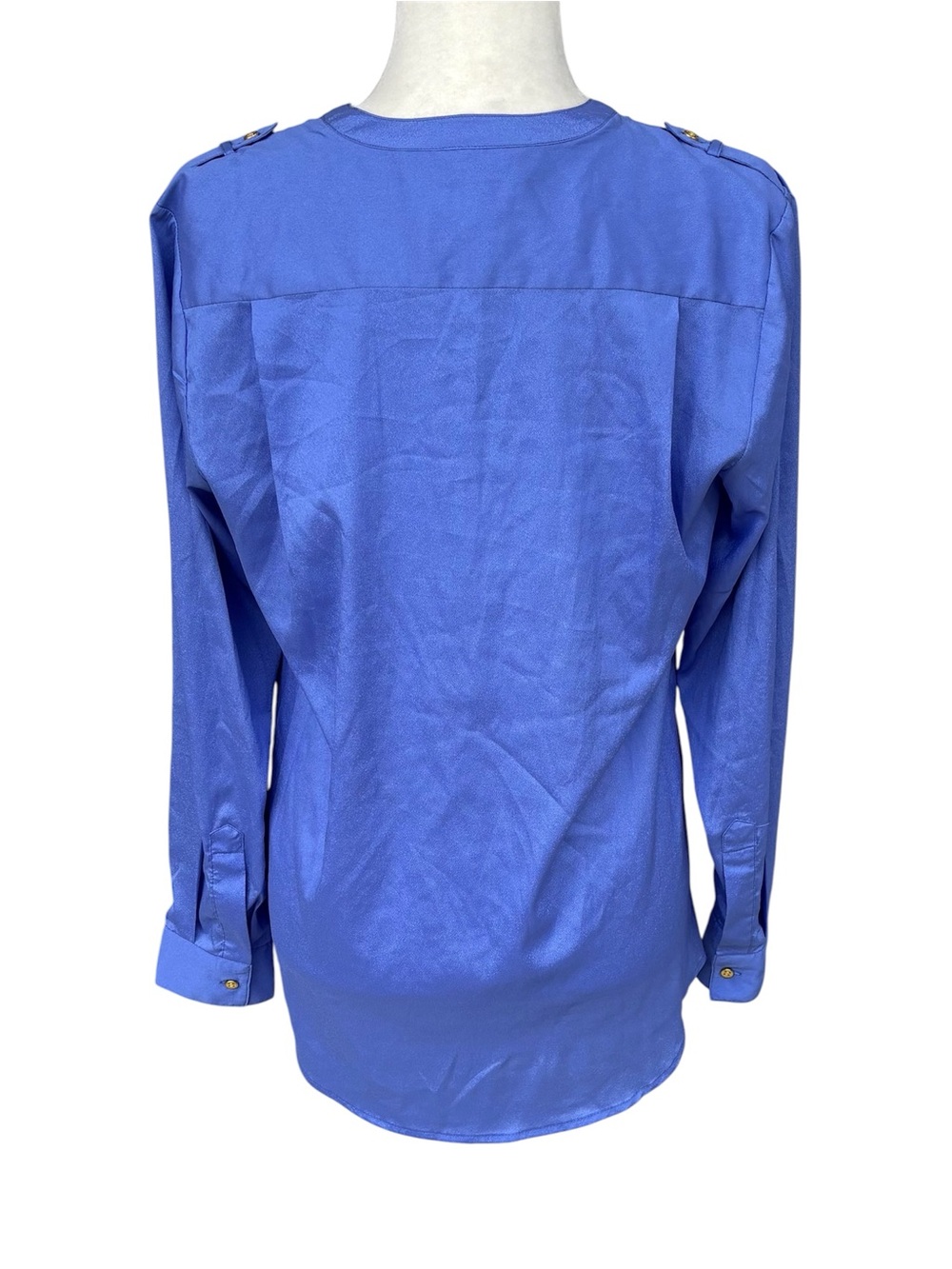 Charter Club Muted Slate Blue Utility Roll-Tab Blouse - Size Medium (Like New) - Picture 3 of 9